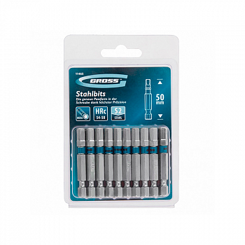 Бита 1/4" Hex 6-50мм, сталь S2 (Поштучно, 10шт в блистере) /GROSS 11465 (1)