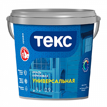 Эмаль акриловая 0,9л белая глянцевая универсальная база D /ТЕКС 185357 (18/1)