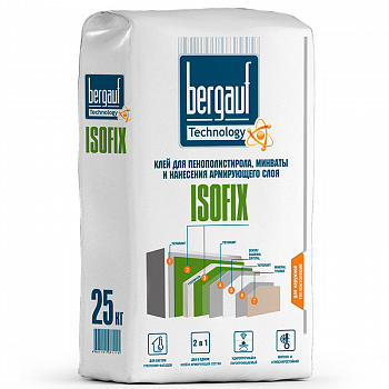 Штукатурно-клеевая смесь Isofix, для пенополистерола и минваты, 25кг /Bergauf /Бергауф (56)