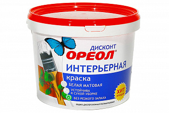 Краска в/д с  3,0кг д/стен интерьер. белая /ОРЕОЛ-Дисконт (4)