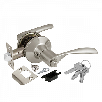 Ручка-защелка нажимная матовый никель, ключ/фиксатор, DK610 SN-ET 6010 SN-ET /AJAX 39521 (1)