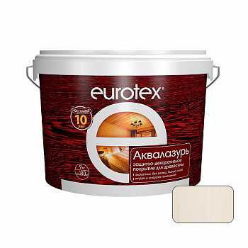 Защитно-декоративное покрытие БЕЛЫЙ  9кг Аквалазурь /EUROTEX