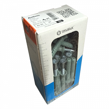 Дюбель.п 8х 60мм  с шурупом (40шт. в коробке) /SteelRex (16)