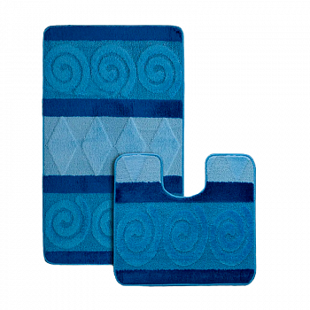 Набор ковриков для ванной, 2 предмета, 60*100/50*60 Blue HURREM /Zalel