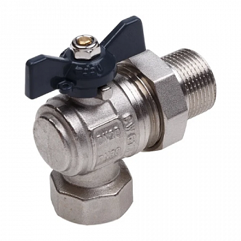 Кран шаровый (15) 3/4" ВН/НР со сгоном, бабочка, латунь угловой /AQUALINK 01172 (50/5)