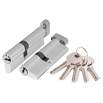 Цилиндр мех. AX2002Knob90 CP, хром, ключ/фиксатор 5 перфорированных ключей /AJAX 40217 (12/1)