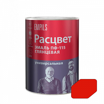 Эмаль универсальная ПФ-115 красная 0,9кг /Расцвет (14)