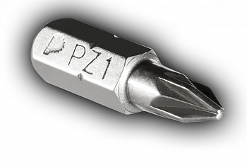 Бита 1/4" PZ 1- 25мм, Профи, сталь S2 с насечкой (Поштучно, 20шт в блистере) /WhirlPower 57581